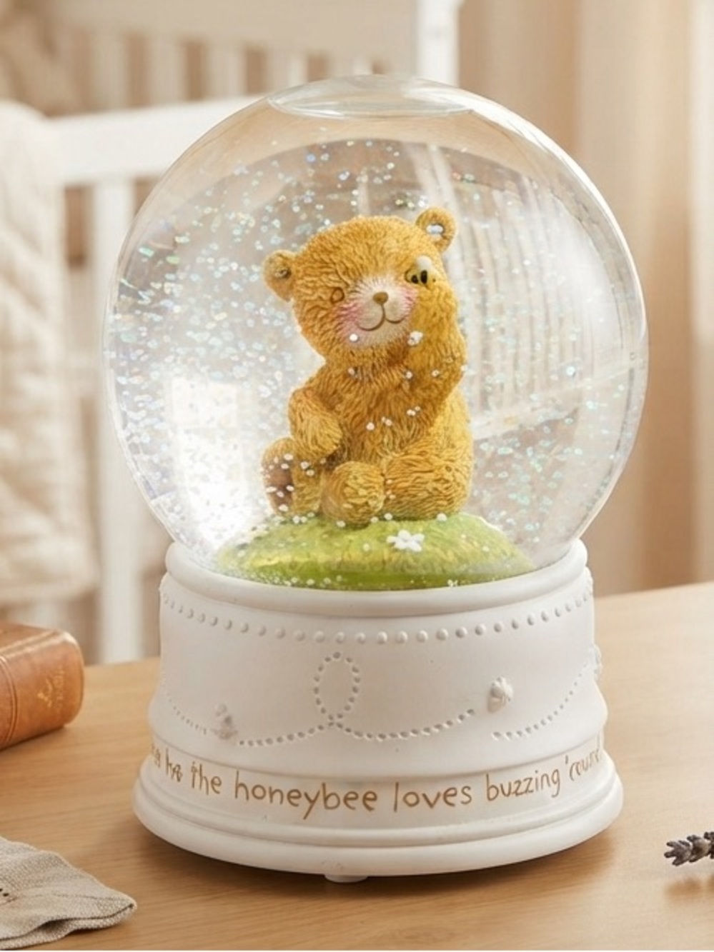 Hallmark Musical Snow Globe Teddy Bear Love Honeybee